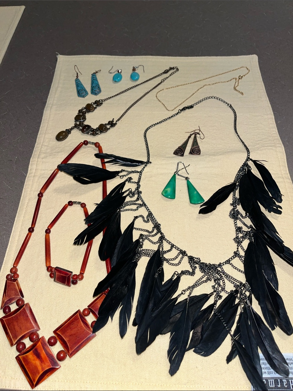 Misc jewelry lot - necklaces, earrings, bracelets, gold tone chain